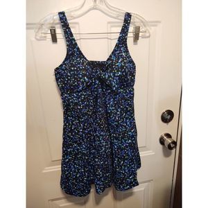 Blue Polka‎ Dot One Piece Swim Suit No Tags Medium